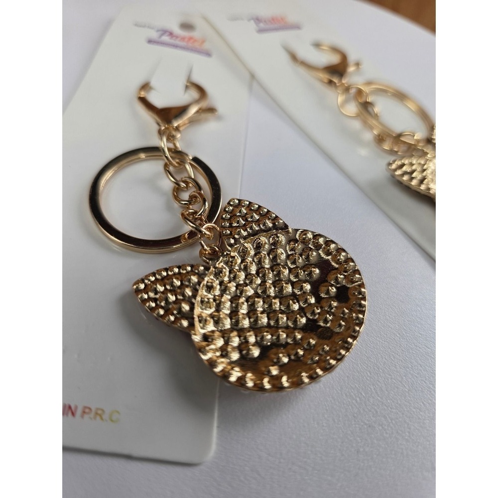 Pastel Collection Fox Bag Charm Key Chain Gold Faux Pearl Red Black Rhinestone - Picture 3 of 3